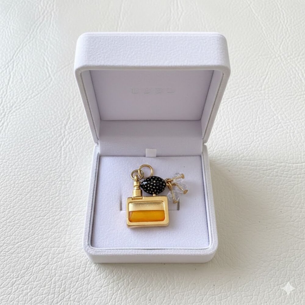 Vintage  and Black Perfume Bottle Pendant